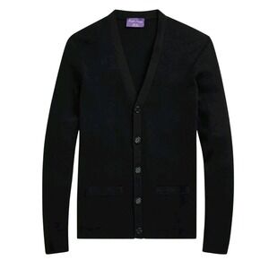 $1695 Ralph Lauren Purple Label Cashmere Cardigan Sweater Black XXL Italy NWOT